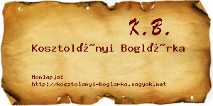 Kosztolányi Boglárka névjegykártya