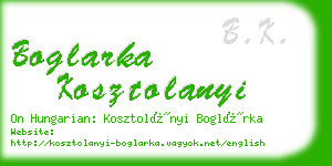 boglarka kosztolanyi business card